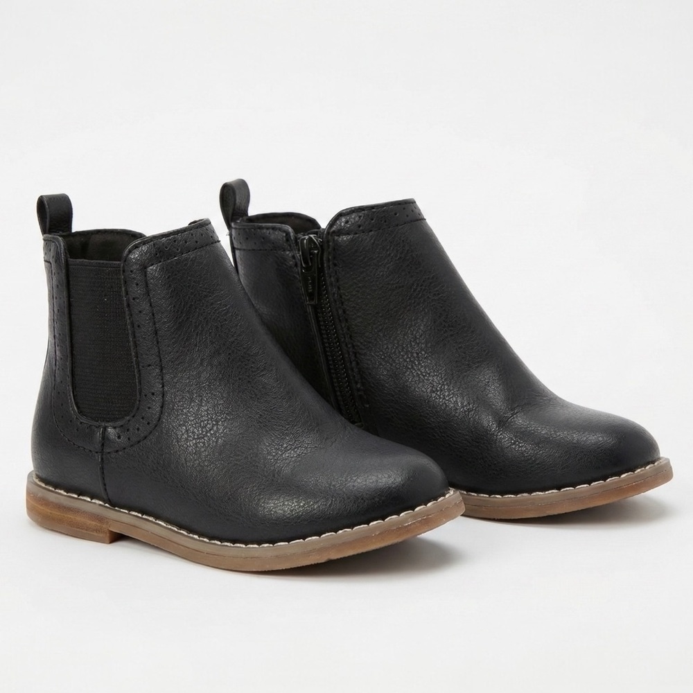 Baby Gap Toddler Black Chelsea Boots Side Zip Ankle Booties Size 7
